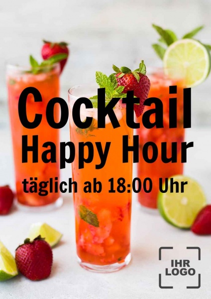Poster Cocktail Happy Hour 